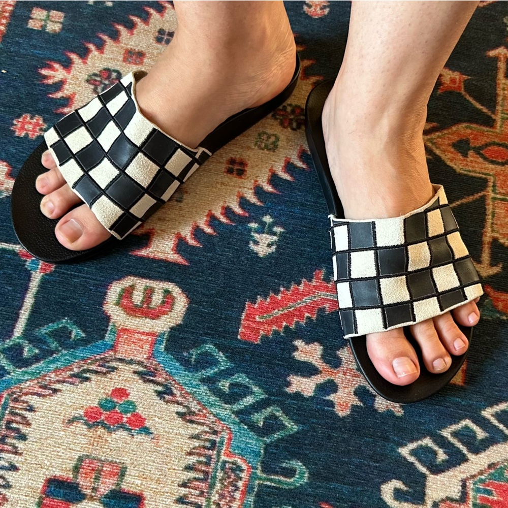 Vans Checkered Leather Slides